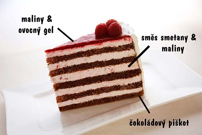 Malinový šlehačkový dort